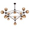 GLOBOSTAR® SENTINEL 01637 Μοντέρνο Φωτιστικό Οροφής με Ντουί 15 x E27 AC 220-240V IP20 - Μαύρο & Μελί - Μ150 x Π150 x Υ115cm