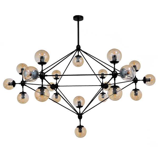 GLOBOSTAR® SENTINEL 01638 Μοντέρνο Φωτιστικό Οροφής με Ντουί 21 x E27 AC 220-240V IP20 - Μαύρο & Μελί - Μ170 x Π170 x Υ136cm