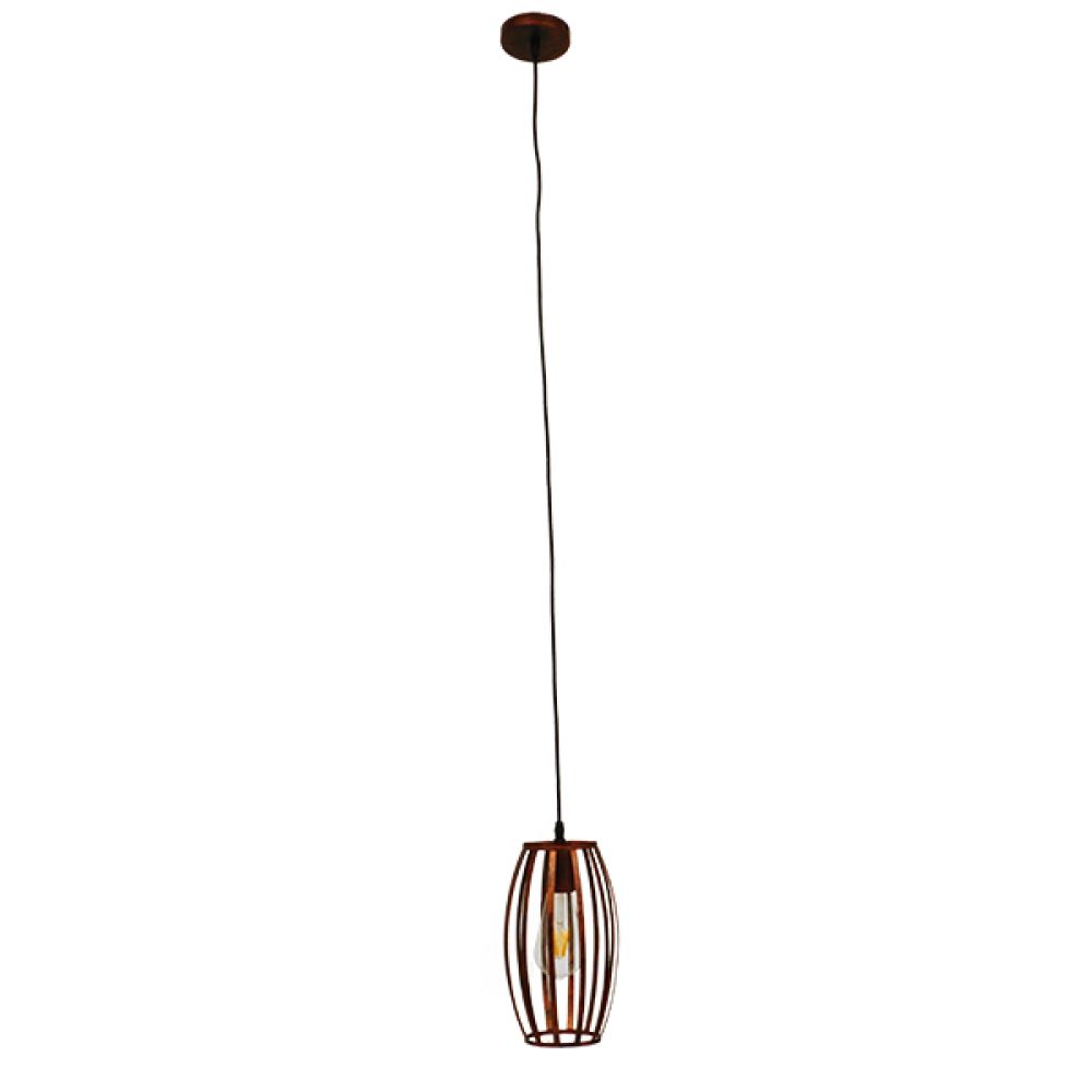 GLOBOSTAR® ZEBRA 01639 Vintage Κρεμαστό Φωτιστικό Οροφής με Ντουί 1 x E27 AC 220-240V IP20 - Χάλκινο - Μ15 x Π15 x Y15cm