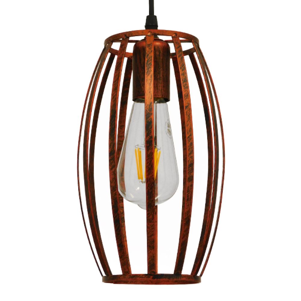 GLOBOSTAR® ZEBRA 01639 Vintage Κρεμαστό Φωτιστικό Οροφής με Ντουί 1 x E27 AC 220-240V IP20 - Χάλκινο - Μ15 x Π15 x Y15cm