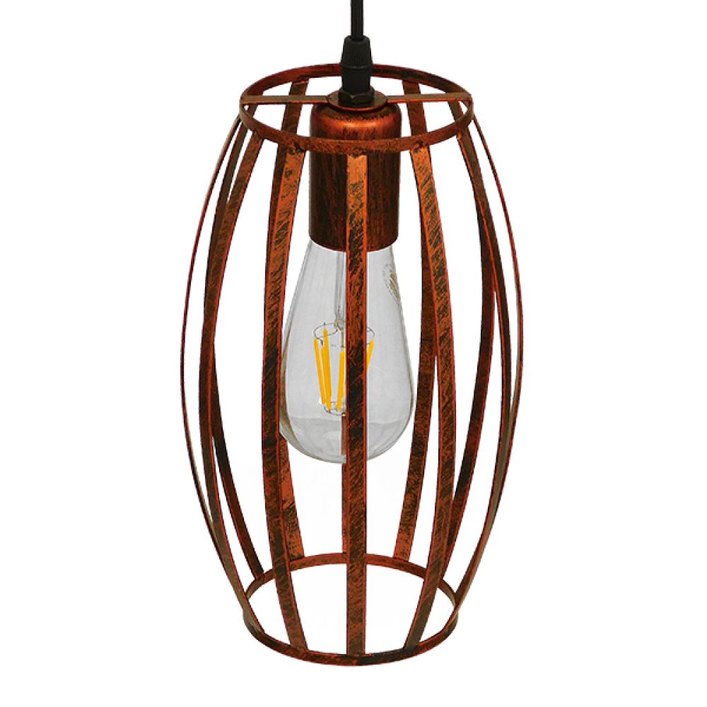 GLOBOSTAR® ZEBRA 01639 Vintage Κρεμαστό Φωτιστικό Οροφής με Ντουί 1 x E27 AC 220-240V IP20 - Χάλκινο - Μ15 x Π15 x Y15cm