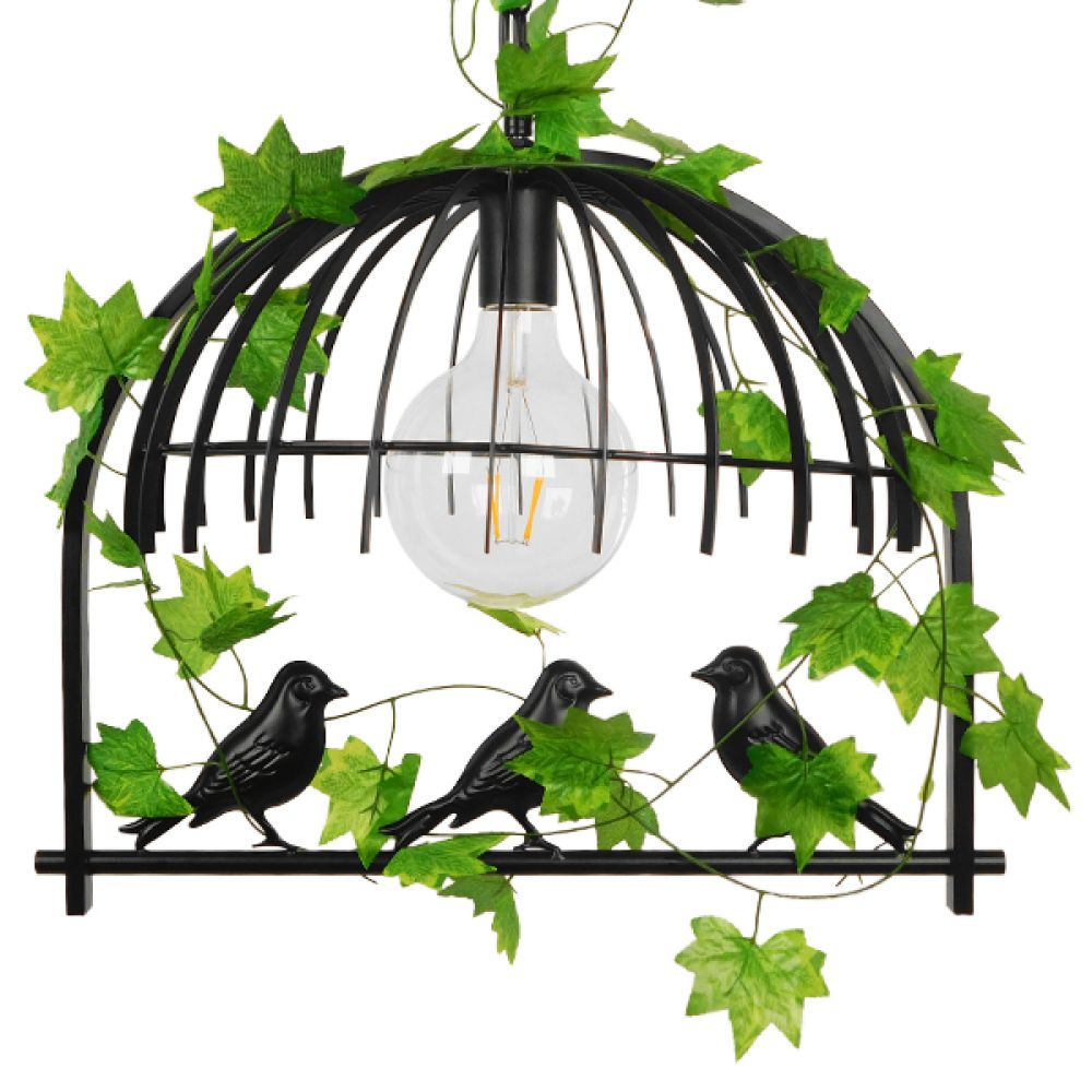 GLOBOSTAR® NEST 01640 Vintage Κρεμαστό Φωτιστικό Οροφής με Ντουί 1 x E27 AC 220-240V IP20 - Μαύρο & Πράσινο - Μ48 x Π38 x Υ40cm