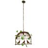 GLOBOSTAR® NEST 01642 Vintage Κρεμαστό Φωτιστικό Οροφής με Ντουί 1 x E27 AC 220-240V IP20 - Χάλκινο & Πράσινο - Μ48 x Π38 x Y40cm