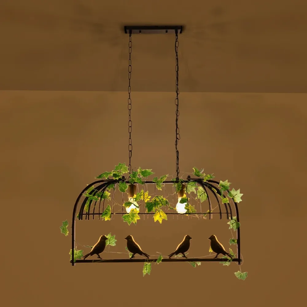 GLOBOSTAR® NEST 01643 Vintage Κρεμαστό Φωτιστικό Οροφής με Ντουί 2 x E27 AC 220-240V IP20 - Μαύρο & Πράσινο - Μ76 x Π36 x Y37cm