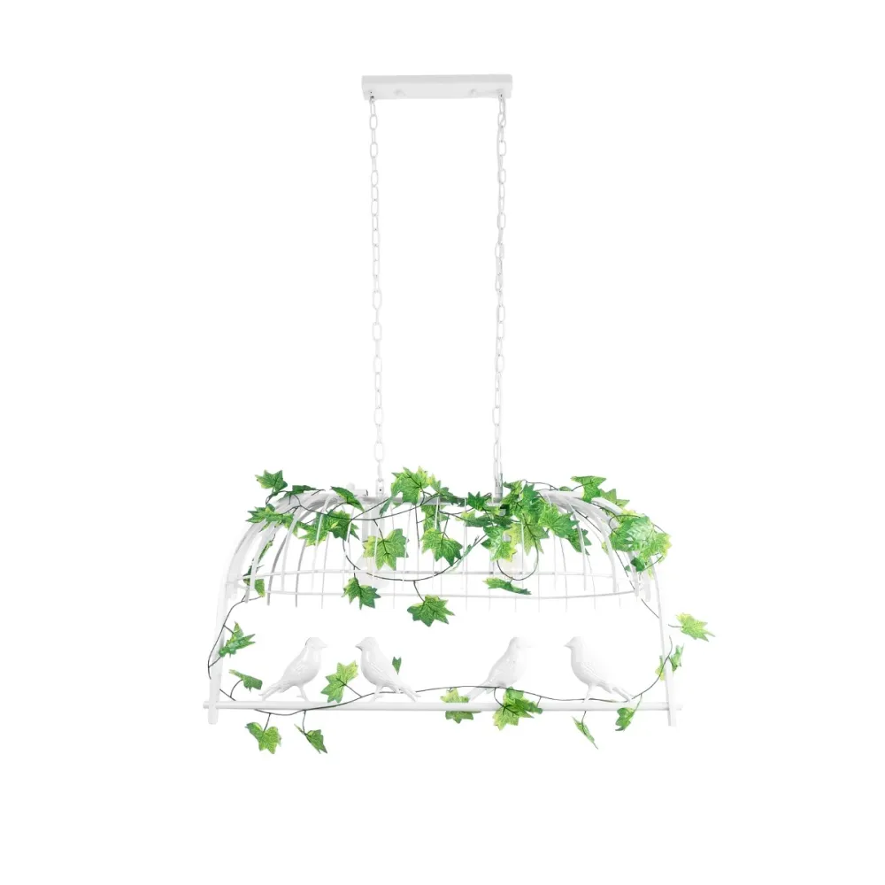 GLOBOSTAR® NEST 01644 Vintage Κρεμαστό Φωτιστικό Οροφής με Ντουί 2 x E27 AC 220-240V IP20 - Λευκό & Πράσινο - Μ73.6 x Π37.5 x Y38cm