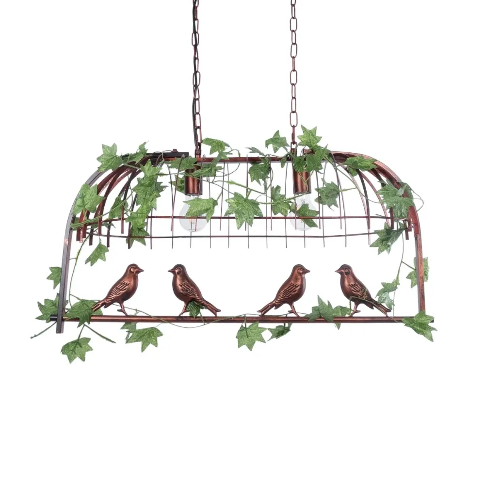 GLOBOSTAR® NEST 01645 Vintage Κρεμαστό Φωτιστικό Οροφής με Ντουί 2 x E27 AC 220-240V IP20 - Χάλκινο & Πράσινο - Μ76 x Π36 x Y37cm