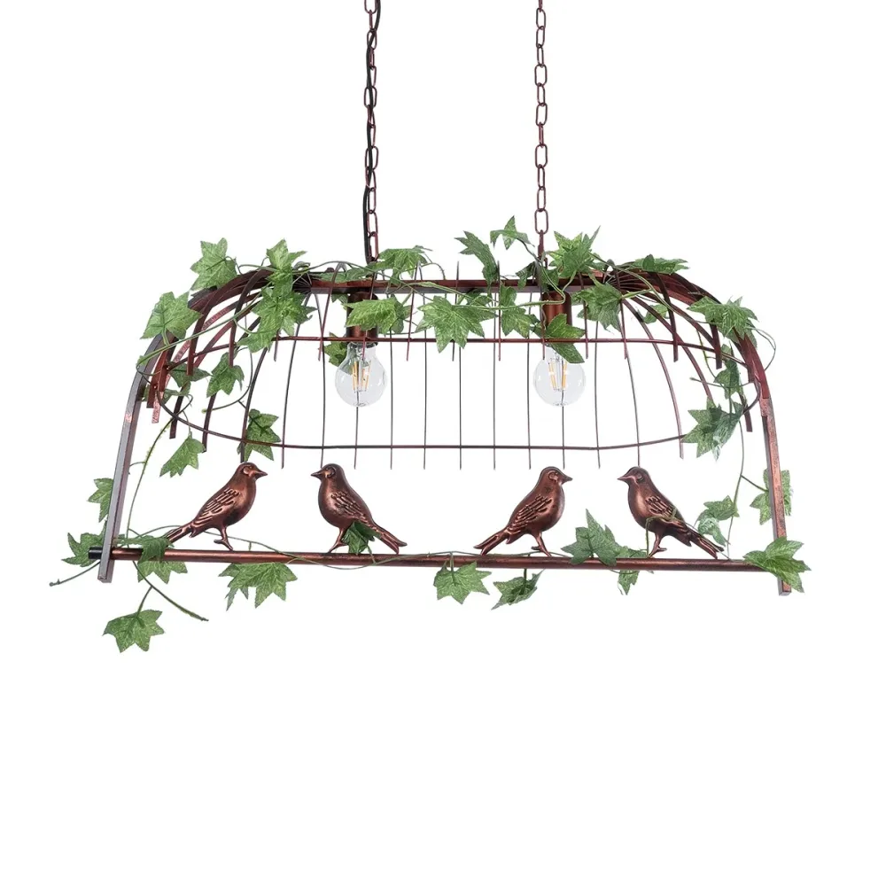 GLOBOSTAR® NEST 01645 Vintage Κρεμαστό Φωτιστικό Οροφής με Ντουί 2 x E27 AC 220-240V IP20 - Χάλκινο & Πράσινο - Μ76 x Π36 x Y37cm