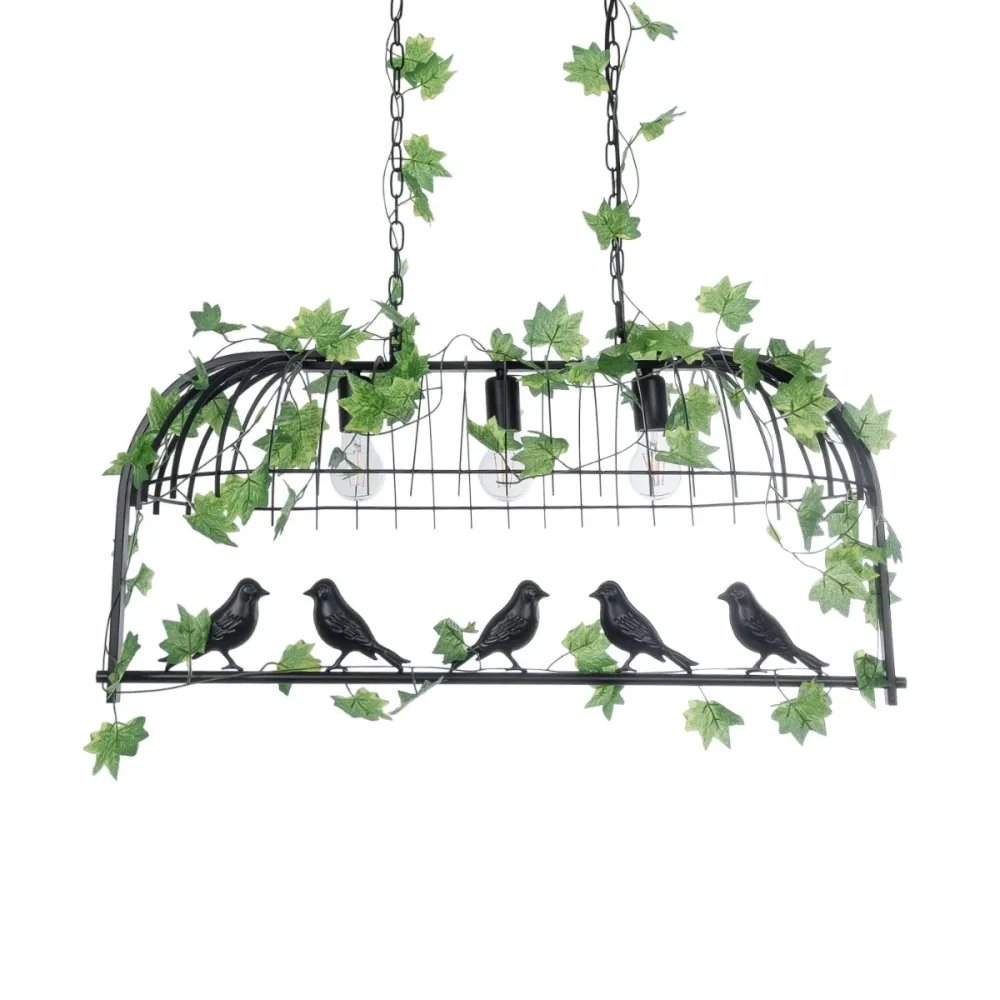 GLOBOSTAR® NEST 01646 Vintage Κρεμαστό Φωτιστικό Οροφής με Ντουί 3 x E27 AC 220-240V IP20 - Μαύρο & Πράσινο - Μ86 x Π38 x Y37cm