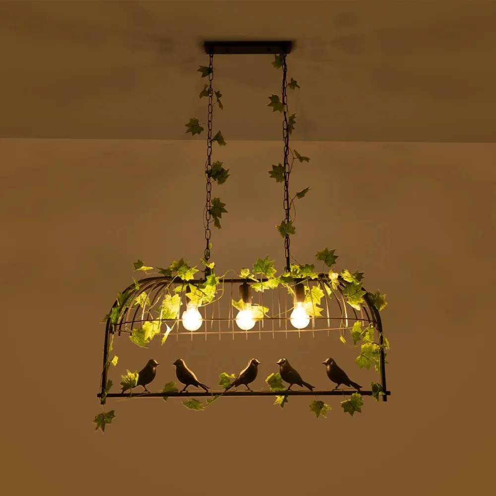 GLOBOSTAR® NEST 01646 Vintage Κρεμαστό Φωτιστικό Οροφής με Ντουί 3 x E27 AC 220-240V IP20 - Μαύρο & Πράσινο - Μ86 x Π38 x Y37cm