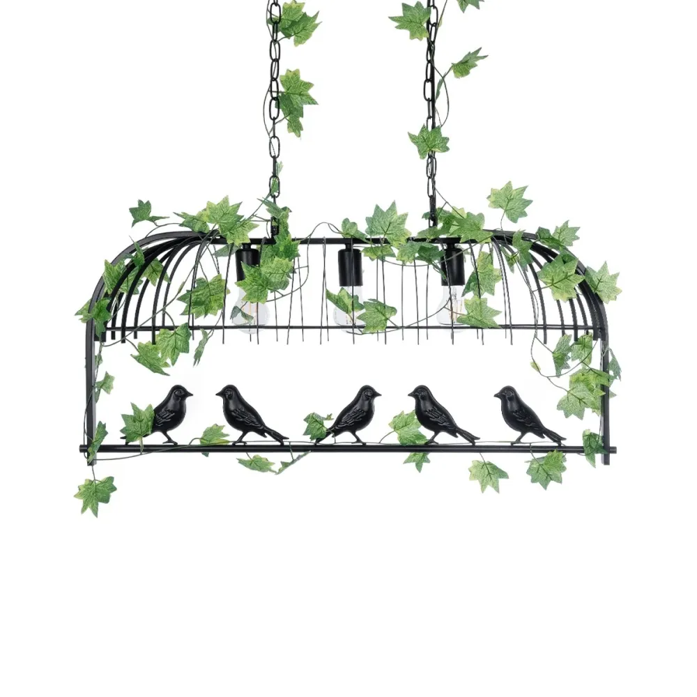 GLOBOSTAR® NEST 01646 Vintage Κρεμαστό Φωτιστικό Οροφής με Ντουί 3 x E27 AC 220-240V IP20 - Μαύρο & Πράσινο - Μ86 x Π38 x Y37cm