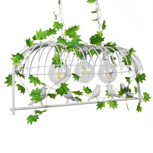 GLOBOSTAR® NEST 01647 Vintage Κρεμαστό Φωτιστικό Οροφής με Ντουί 3 x E27 AC 220-240V IP20 - Λευκό & Πράσινο - Μ85.5 x Π37.5 x Y38cm