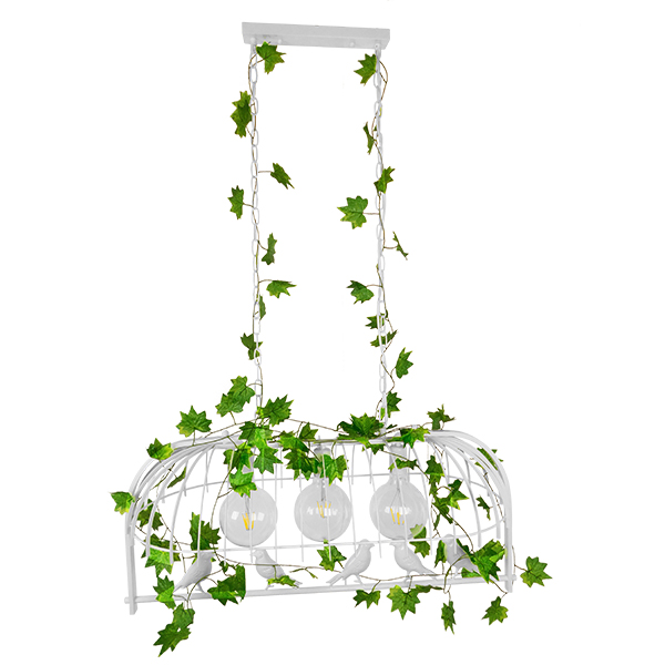 GLOBOSTAR® NEST 01647 Vintage Κρεμαστό Φωτιστικό Οροφής με Ντουί 3 x E27 AC 220-240V IP20 - Λευκό & Πράσινο - Μ85.5 x Π37.5 x Y38cm