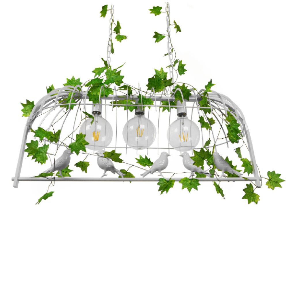 GLOBOSTAR® NEST 01647 Vintage Κρεμαστό Φωτιστικό Οροφής με Ντουί 3 x E27 AC 220-240V IP20 - Λευκό & Πράσινο - Μ86 x Π38 x Y37cm