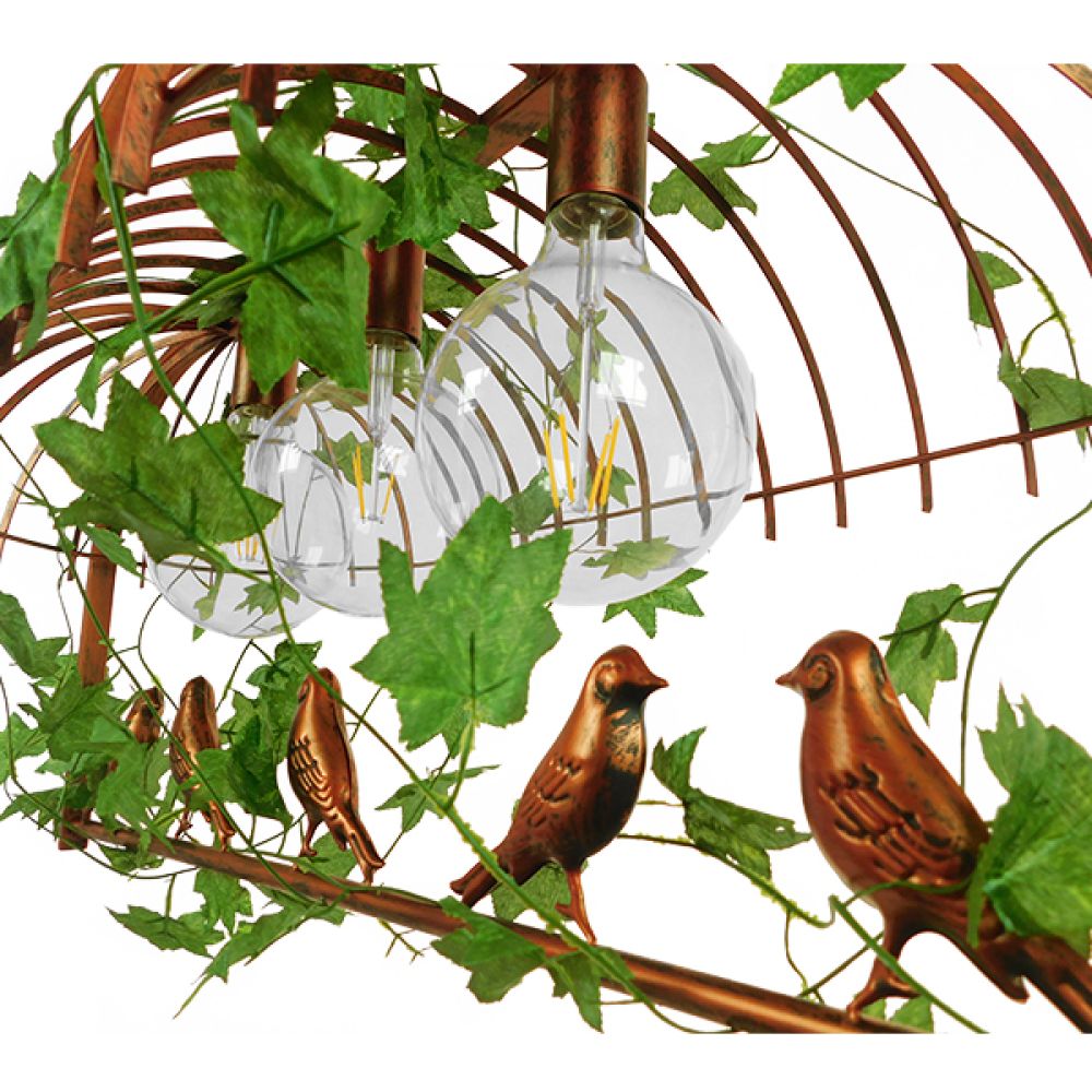GLOBOSTAR® NEST 01648 Vintage Κρεμαστό Φωτιστικό Οροφής με Ντουί 3 x E27 AC 220-240V IP20 - Χάλκινο & Πράσινο - Μ85.5 x Π37.5 x Y38cm