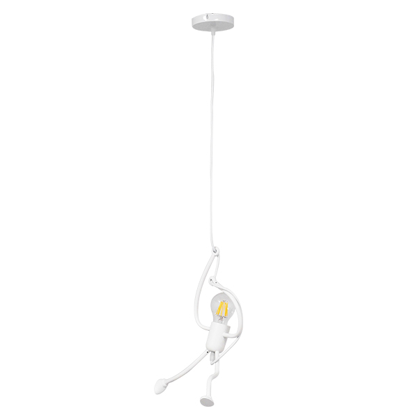 GLOBOSTAR® LITTLE MAN 01651 Μοντέρνο Κρεμαστό Φωτιστικό Οροφής με Ντουί 1 x E27 AC 220-240V IP20 - Λευκό - Μ20 x Π20 x Υ40cm