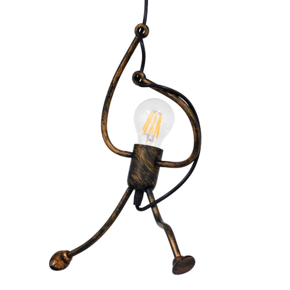 GLOBOSTAR® LITTLE MAN 01653 Μοντέρνο Κρεμαστό Φωτιστικό Οροφής με Ντουί 1 x E27 AC 220-240V IP20 - Χάλκινο - Μ20 x Π20 x Υ40cm