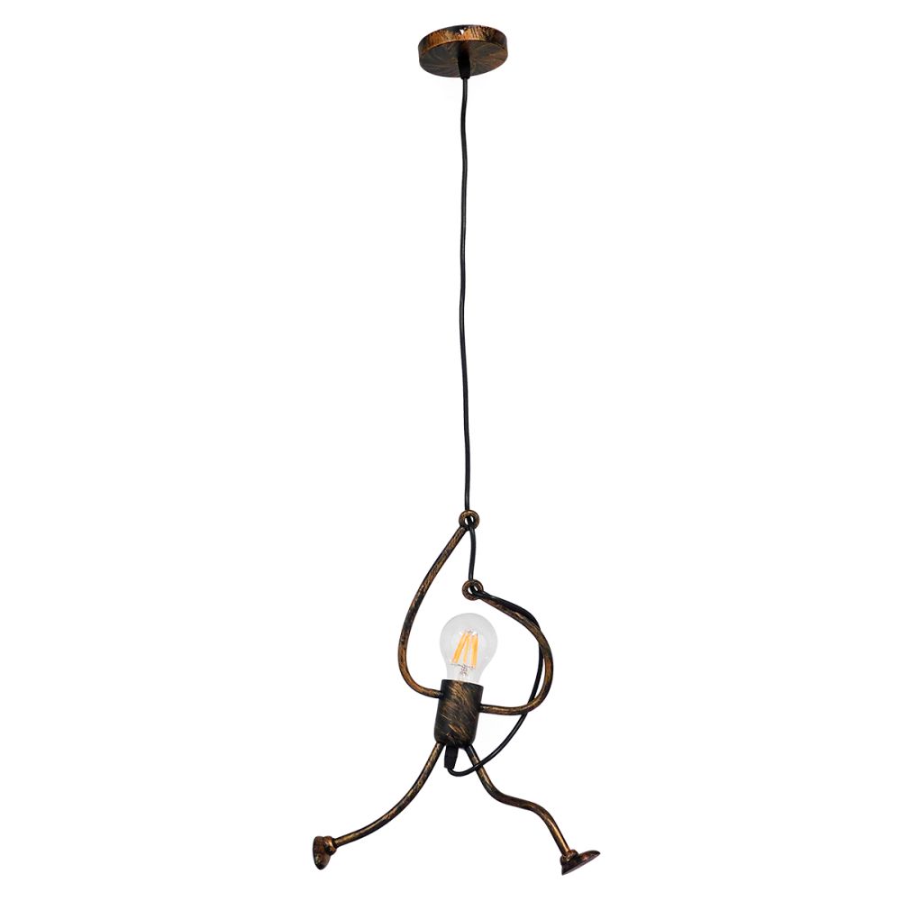 GLOBOSTAR® FIGURE 10001653 Παιδικό Κρεμαστό Φωτιστικό Οροφής με Ντουί 1 x E27 AC 220-240V IP20 - Χάλκινο - Μ20 x Π20 x Υ40cm