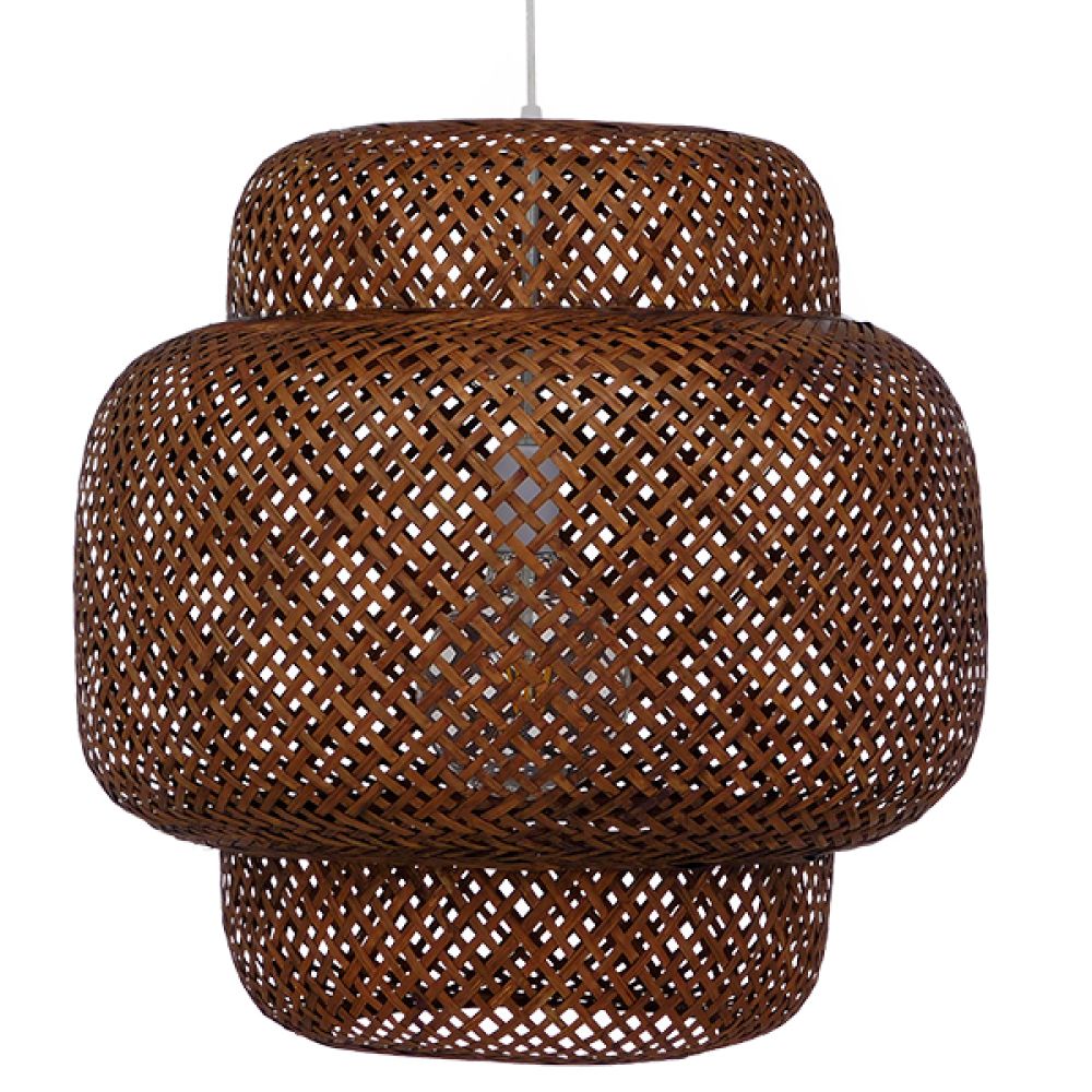 GLOBOSTAR® MALDIVES 01658 Boho Κρεμαστό Φωτιστικό Οροφής με Ντουί 1 x E27 AC 220-240V IP20 - Καφέ - Μ56 x Π56 x Υ54cm