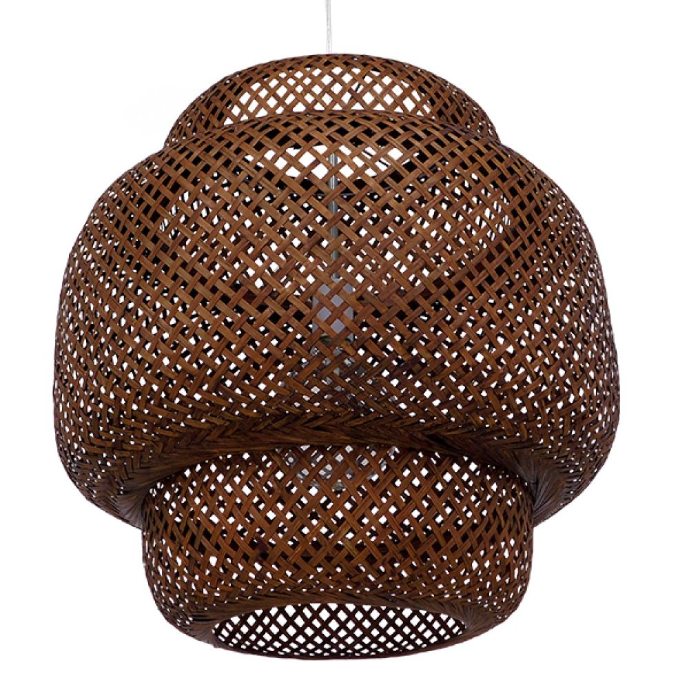 GLOBOSTAR® MALDIVES 01658 Boho Κρεμαστό Φωτιστικό Οροφής με Ντουί 1 x E27 AC 220-240V IP20 - Καφέ - Μ56 x Π56 x Υ54cm