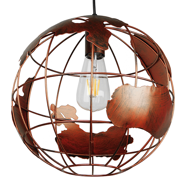 GLOBOSTAR® EARTH 01662 Vintage Κρεμαστό Φωτιστικό Οροφής με Ντουί 1 x E27 AC 220-240V IP20 - Χάλκινο - Μ30 x Π30 x Y30cm