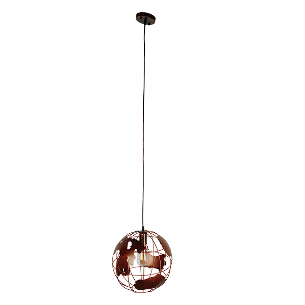 GLOBOSTAR® EARTH 01662 Vintage Κρεμαστό Φωτιστικό Οροφής με Ντουί 1 x E27 AC 220-240V IP20 - Χάλκινο - Μ30 x Π30 x Y30cm