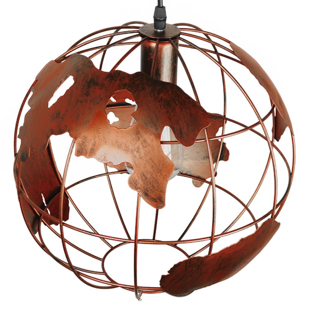 GLOBOSTAR® EARTH 01662 Vintage Κρεμαστό Φωτιστικό Οροφής με Ντουί 1 x E27 AC 220-240V IP20 - Χάλκινο - Μ30 x Π30 x Y30cm