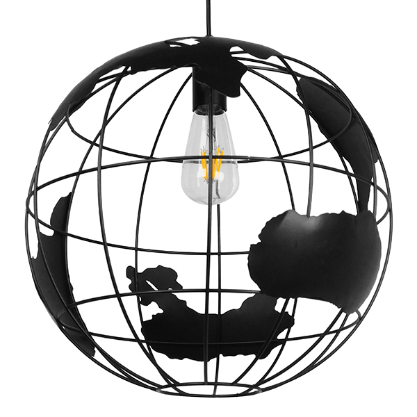 GLOBOSTAR® EARTH 01663 Vintage Κρεμαστό Φωτιστικό Οροφής με Ντουί 1 x E27 AC 220-240V IP20 - Μαύρο - Μ41 x Π41 x Υ41cm