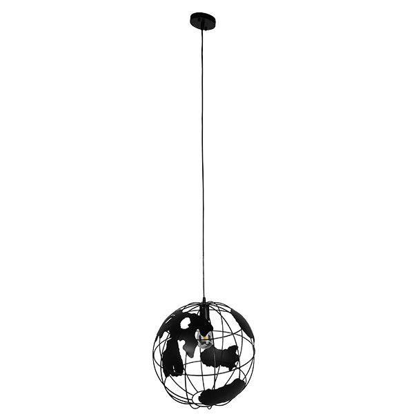 GLOBOSTAR® EARTH 01663 Vintage Κρεμαστό Φωτιστικό Οροφής με Ντουί 1 x E27 AC 220-240V IP20 - Μαύρο - Μ41 x Π41 x Υ41cm
