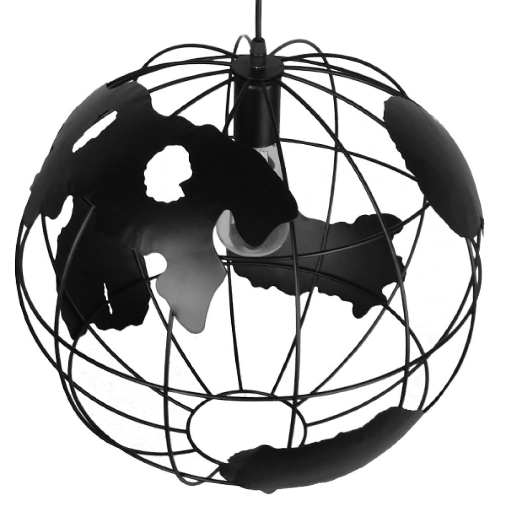 GLOBOSTAR® EARTH 01663 Vintage Κρεμαστό Φωτιστικό Οροφής με Ντουί 1 x E27 AC 220-240V IP20 - Μαύρο - Μ40 x Π40 x Υ38cm