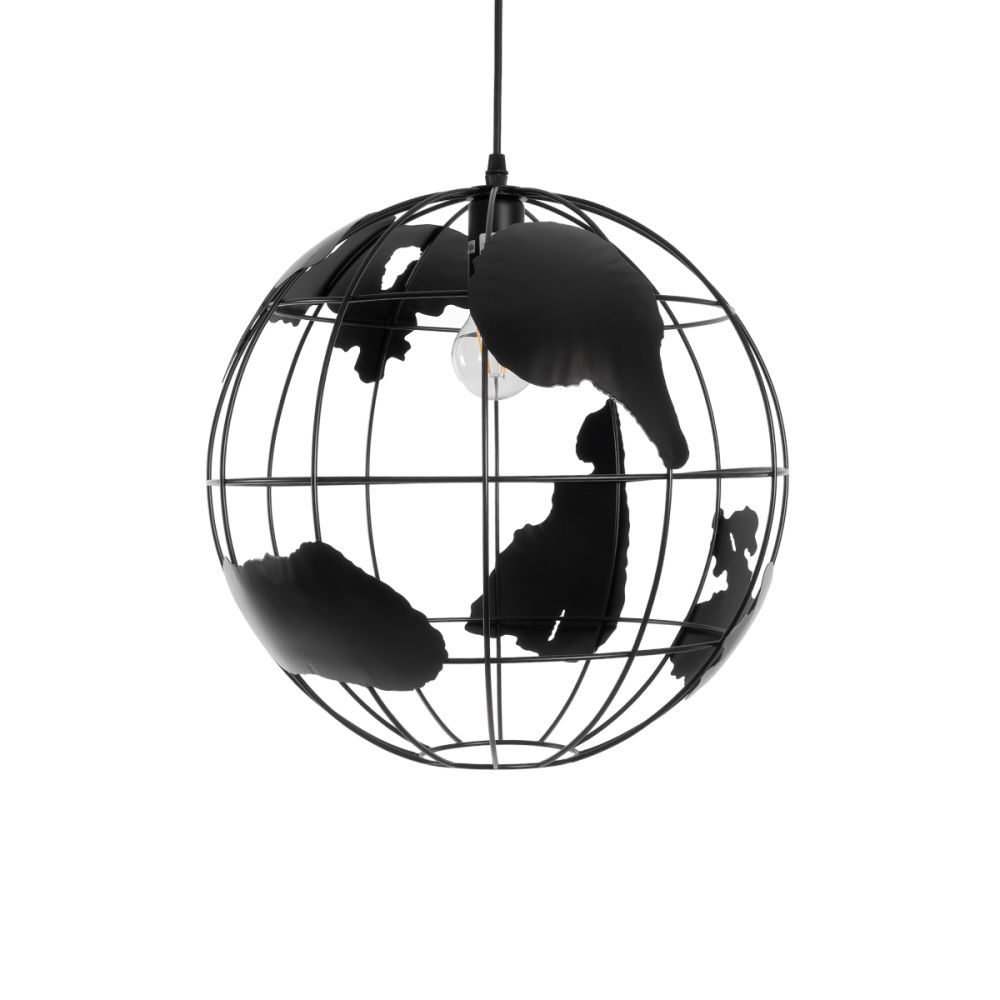 GLOBOSTAR® EARTH 01663 Vintage Κρεμαστό Φωτιστικό Οροφής με Ντουί 1 x E27 AC 220-240V IP20 - Μαύρο - Μ40 x Π40 x Υ38cm