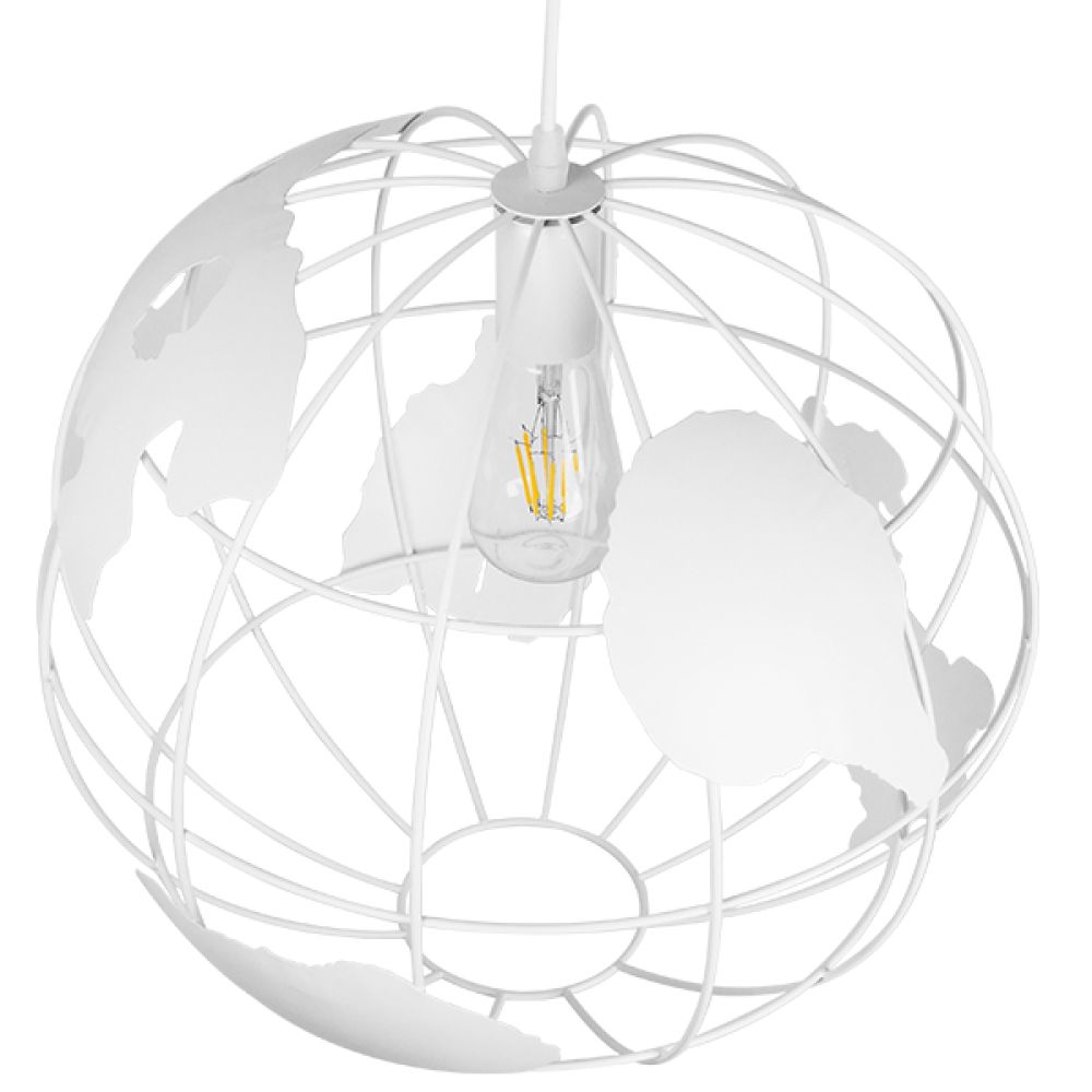 GLOBOSTAR® EARTH 01664 Vintage Κρεμαστό Φωτιστικό Οροφής με Ντουί 1 x E27 AC 220-240V IP20 - Λευκό - Μ40 x Π40 x Y40cm