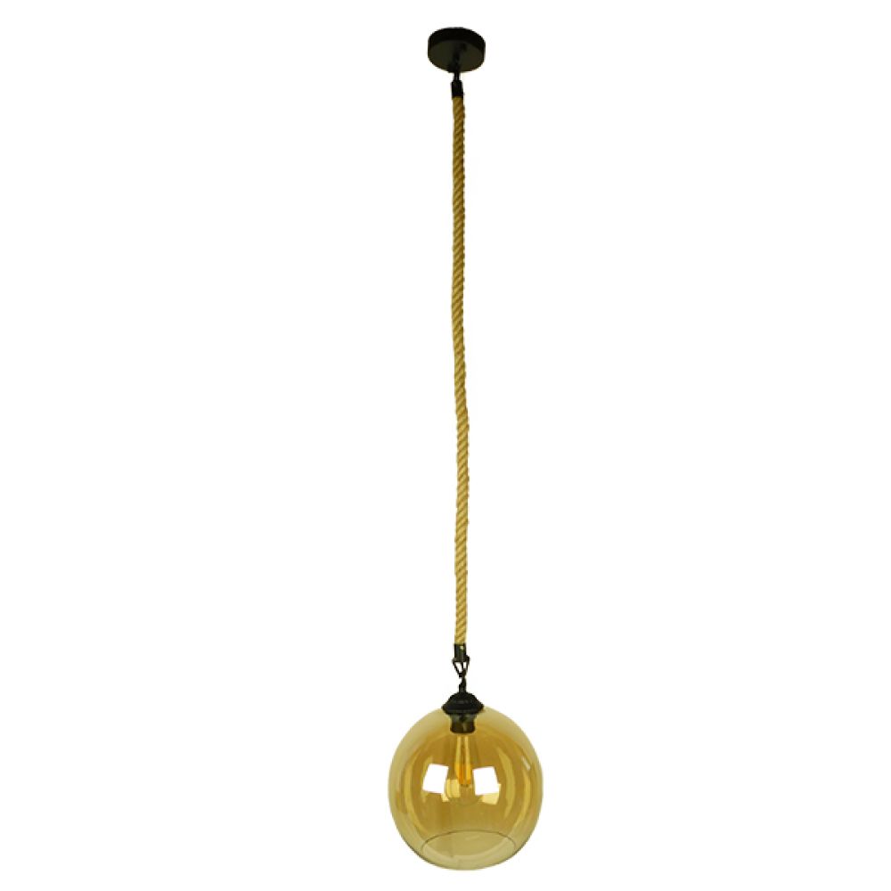 GLOBOSTAR® LENHAM 01668 Μοντέρνο Κρεμαστό Φωτιστικό Οροφής με Ντουί 1 x E27 AC 220-240V IP20 - Μπεζ & Μελί - Μ25 x Π25 x Y25cm