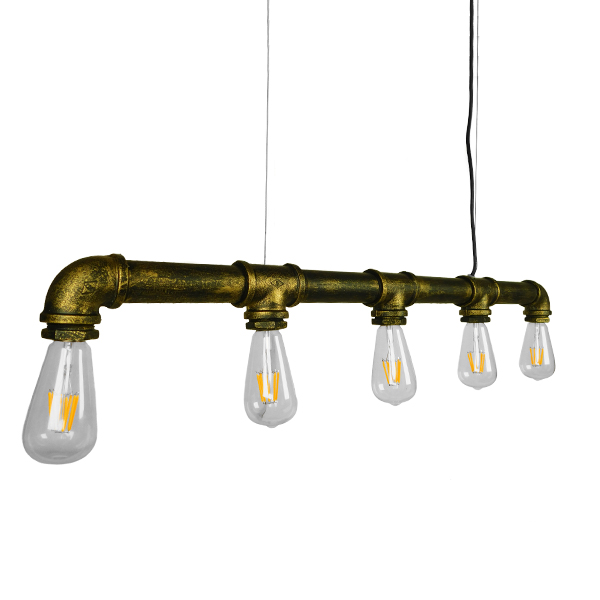 GLOBOSTAR® CANAL 01669 Vintage Κρεμαστό Φωτιστικό Οροφής με Ντουί 5 x E27 AC 220-240V IP20 - Μπρούτζινο - Μ92 x Π5 x Y8cm