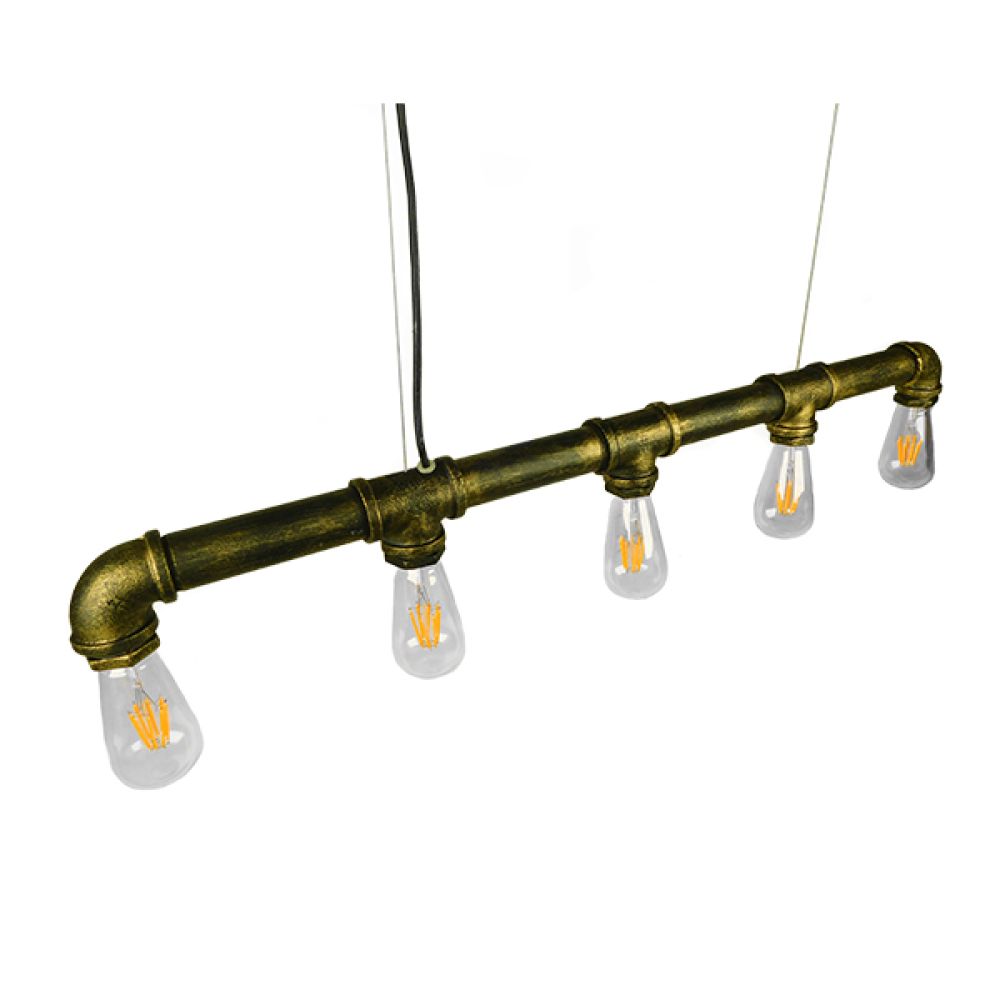 GLOBOSTAR® CANAL 01669 Vintage Κρεμαστό Φωτιστικό Οροφής με Ντουί 5 x E27 AC 220-240V IP20 - Μπρούτζινο - Μ92 x Π5 x Y8cm