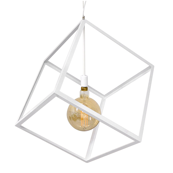 GLOBOSTAR® CUBE 01675 Μοντέρνο Κρεμαστό Φωτιστικό Οροφής με Ντουί 1 x E27 AC 220-240V IP20 - Λευκό - Μ70 x Π70 x Y87cm