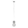 GLOBOSTAR® LAMP 01676 Μοντέρνο Κρεμαστό Φωτιστικό Οροφής με Ντουί 1 x E27 AC 220-240V IP20 - Ασημί & Διάφανο - Μ15 x Π15 x Υ27cm