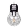 GLOBOSTAR® LAMP 01676 Μοντέρνο Κρεμαστό Φωτιστικό Οροφής με Ντουί 1 x E27 AC 220-240V IP20 - Ασημί & Διάφανο - Μ15 x Π15 x Υ27cm