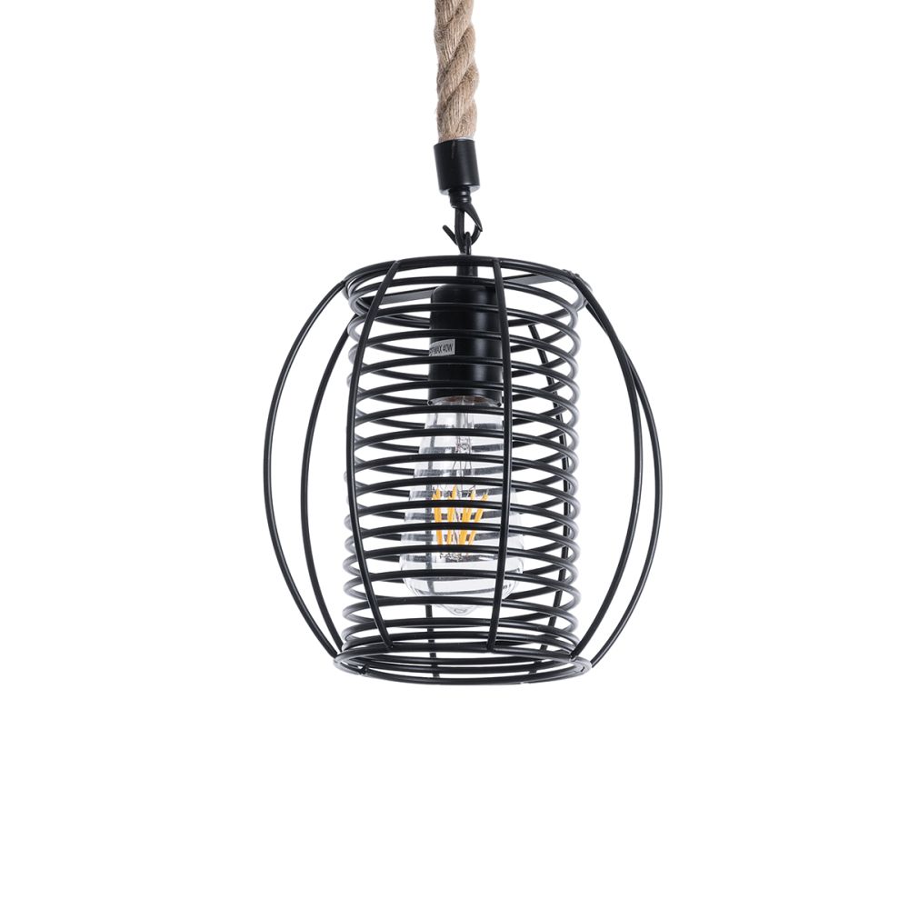 GLOBOSTAR® ORVAL 01689 Μοντέρνο Κρεμαστό Φωτιστικό Οροφής με Ντουί 1 x E27 AC 220-240V IP20 - Μαύρο & Μπεζ - Μ20 x Π20 x Υ20cm