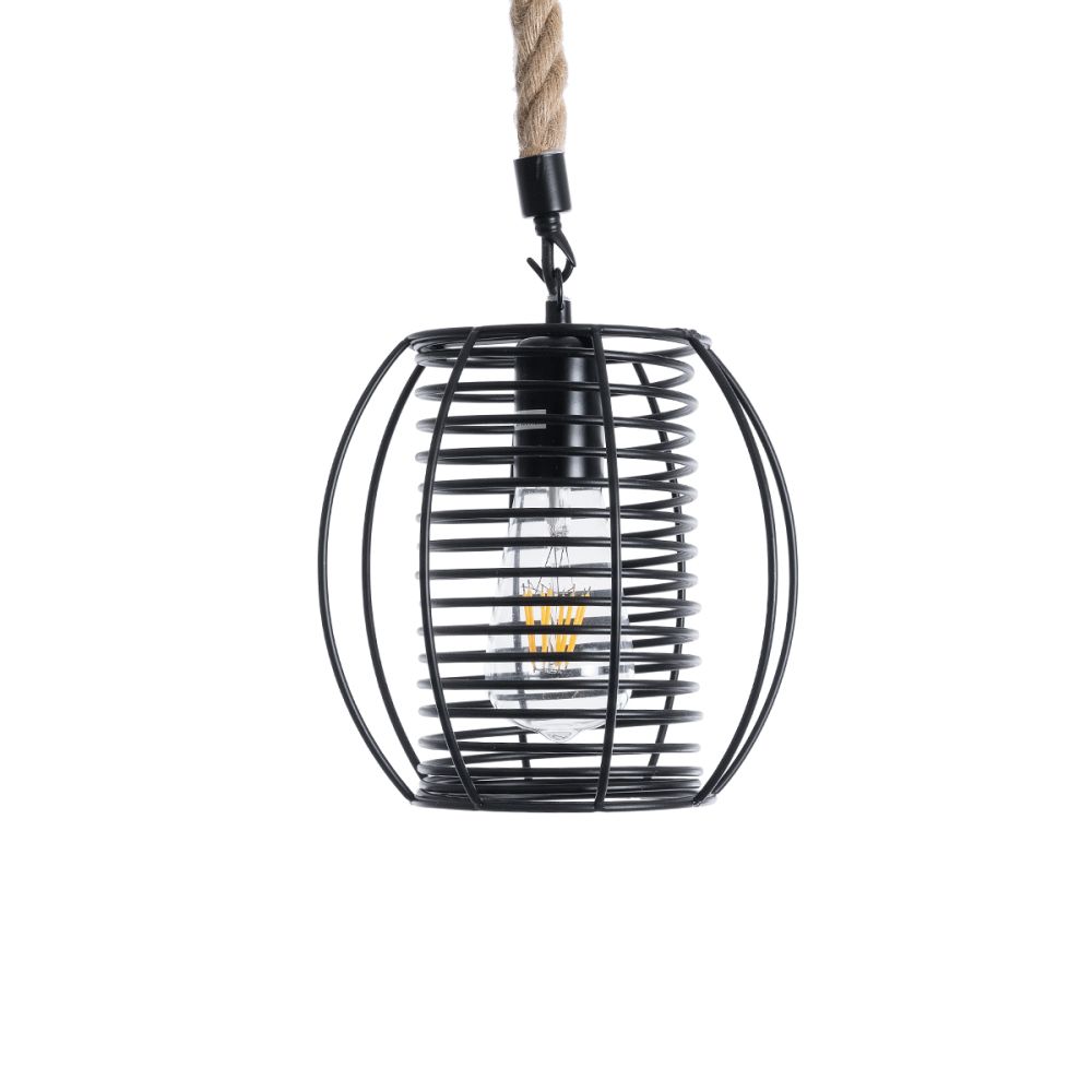 GLOBOSTAR® ORVAL 01689 Μοντέρνο Κρεμαστό Φωτιστικό Οροφής με Ντουί 1 x E27 AC 220-240V IP20 - Μαύρο & Μπεζ - Μ20 x Π20 x Υ20cm
