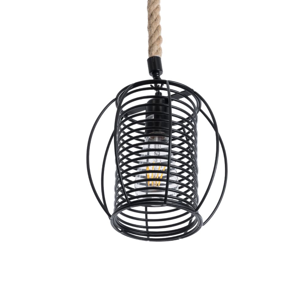 GLOBOSTAR® ORVAL 01689 Μοντέρνο Κρεμαστό Φωτιστικό Οροφής με Ντουί 1 x E27 AC 220-240V IP20 - Μαύρο & Μπεζ - Μ20 x Π20 x Υ20cm