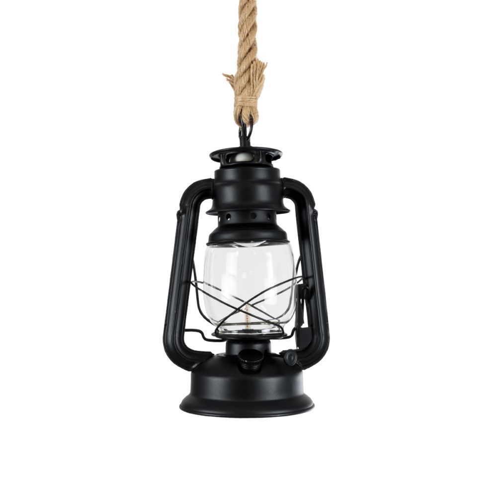 GLOBOSTAR® BARBAROSSA 01704 Vintage Κρεμαστό Φωτιστικό Οροφής με Ντουί 1 x E27 AC 220-240V IP20 - Μαύρο - Μ18 x Π18 x Υ28cm