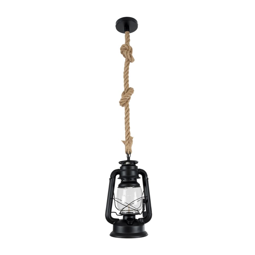GLOBOSTAR® BARBAROSSA 01704 Vintage Κρεμαστό Φωτιστικό Οροφής με Ντουί 1 x E27 AC 220-240V IP20 - Μαύρο - Μ18 x Π18 x Υ28cm