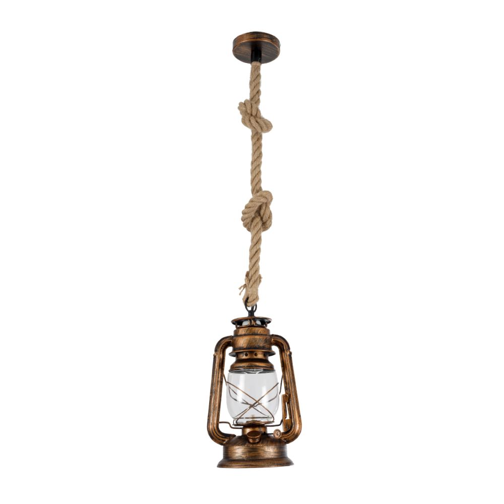 GLOBOSTAR® BARBAROSSA 01706 Vintage Κρεμαστό Φωτιστικό Οροφής με Ντουί 1 x E27 AC 220-240V IP20 - Χάλκινο Εφέ Σκουριάς - Μ18 x Π18 x Υ28cm