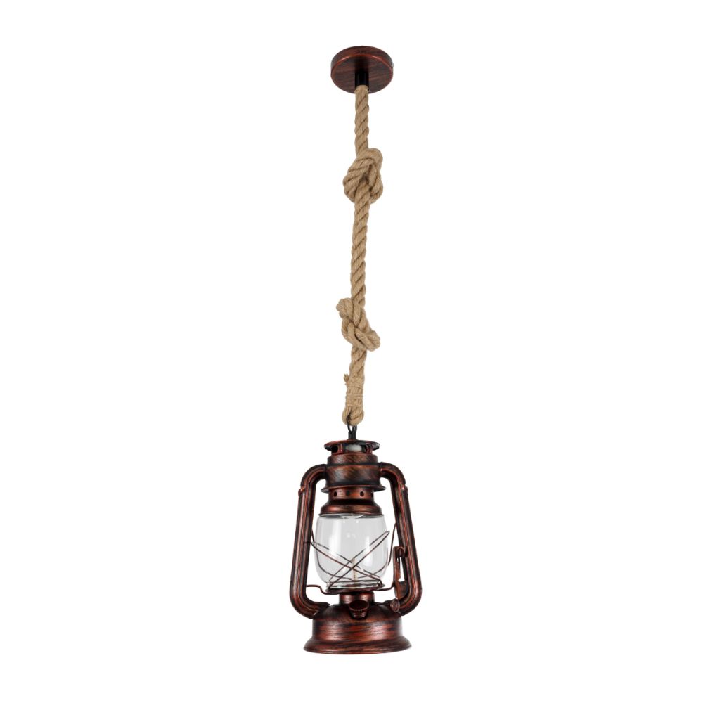 GLOBOSTAR® BARBAROSSA 01707 Vintage Κρεμαστό Φωτιστικό Οροφής με Ντουί 1 x E27 AC 220-240V IP20 - Χάλκινο - Μ18 x Π18 x Υ28cm