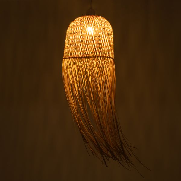 GLOBOSTAR® MANILA 01713 Boho Κρεμαστό Φωτιστικό Οροφής με Ντουί 1 x E27 AC 220-240V IP20 - Μπεζ - Μ25 x Π25 x Υ60cm