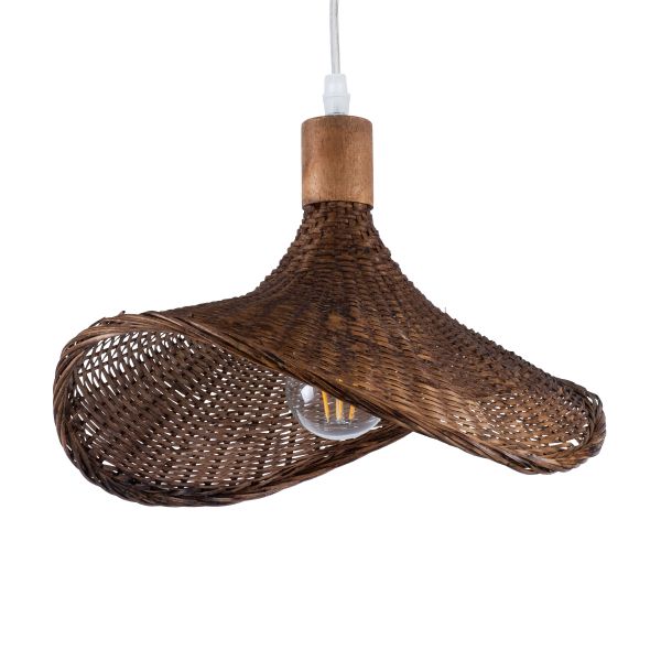 GLOBOSTAR® CUBA 01716 Boho Κρεμαστό Φωτιστικό Οροφής με Ντουί 1 x E27 AC 220-240V IP20 - Καφέ - Μ33 x Π33 x Υ25cm