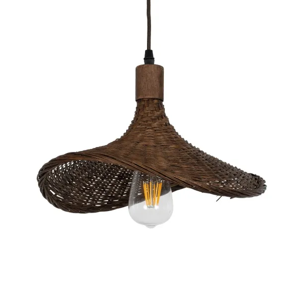 GLOBOSTAR® CUBA 01716 Boho Κρεμαστό Φωτιστικό Οροφής με Ντουί 1 x E27 AC 220-240V IP20 - Καφέ - Μ33 x Π33 x Υ25cm