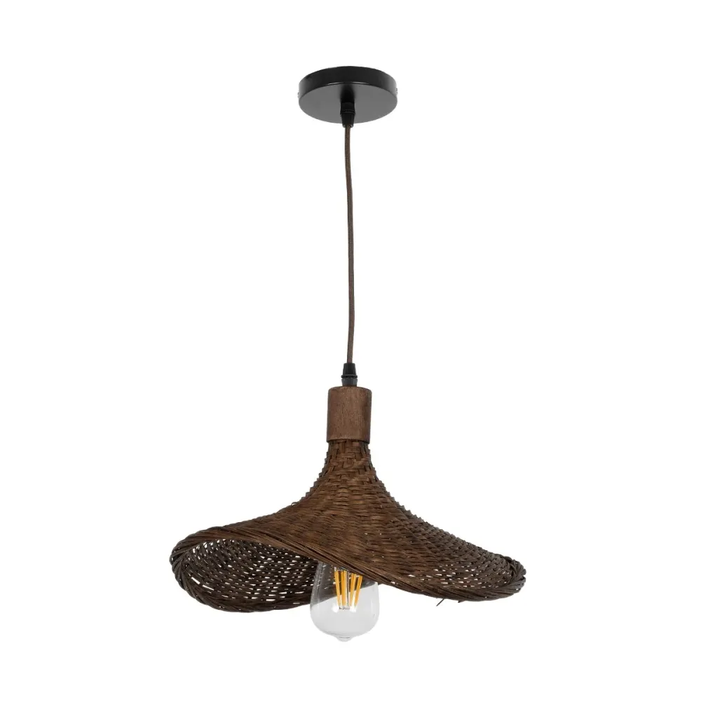 GLOBOSTAR® CUBA 01716 Boho Κρεμαστό Φωτιστικό Οροφής με Ντουί 1 x E27 AC 220-240V IP20 - Καφέ - Μ33 x Π30 x Υ22cm