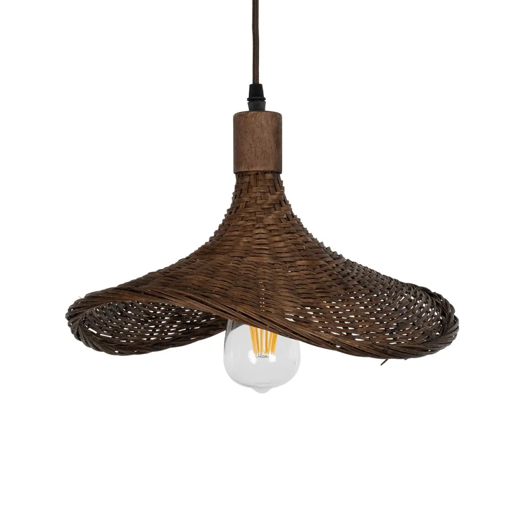 GLOBOSTAR® CUBA 01716 Boho Κρεμαστό Φωτιστικό Οροφής με Ντουί 1 x E27 AC 220-240V IP20 - Καφέ - Μ33 x Π30 x Υ22cm