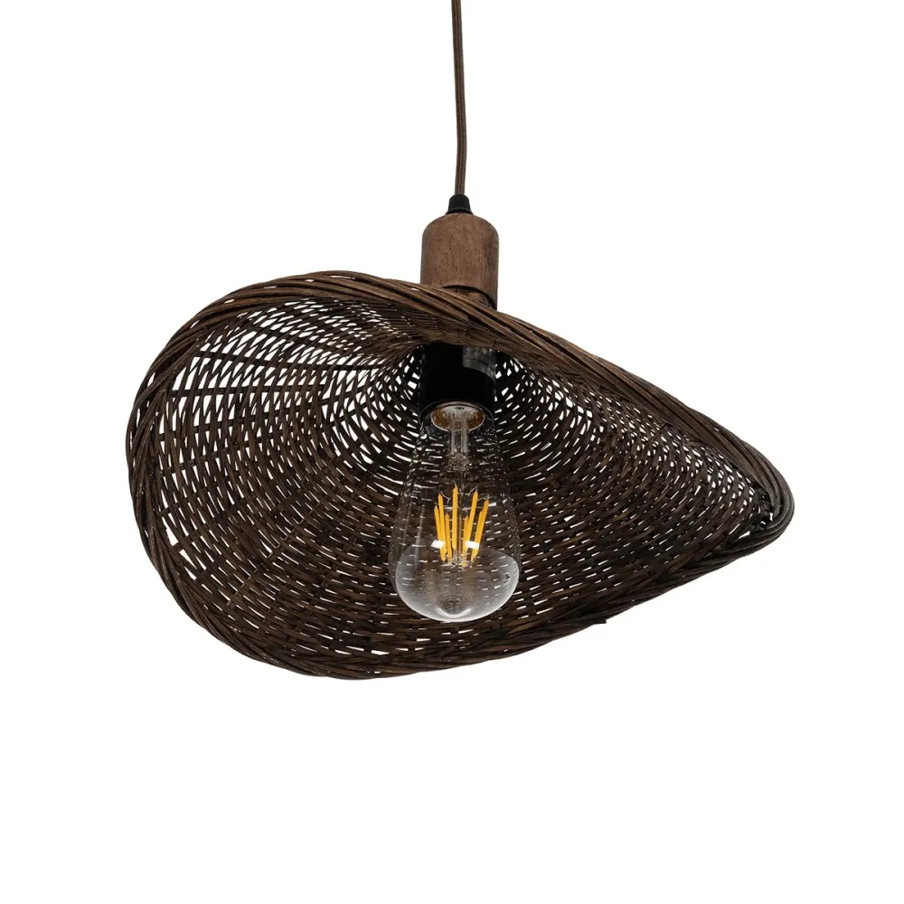 GLOBOSTAR® CUBA 01716 Boho Κρεμαστό Φωτιστικό Οροφής με Ντουί 1 x E27 AC 220-240V IP20 - Καφέ - Μ33 x Π30 x Υ22cm